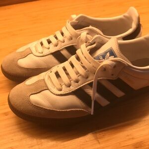 adidas White Black Tan Samba-inspired Leather Sneakers